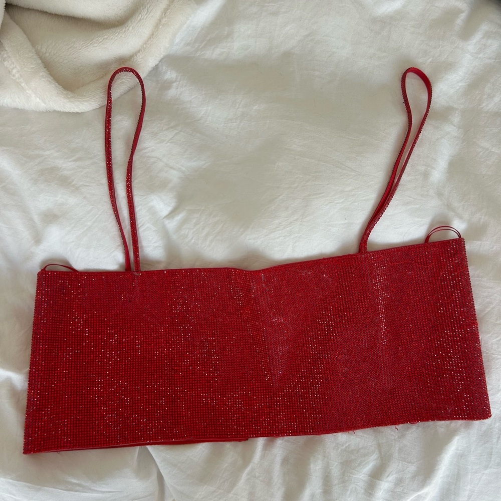 Zara Red Beaded Crop Top